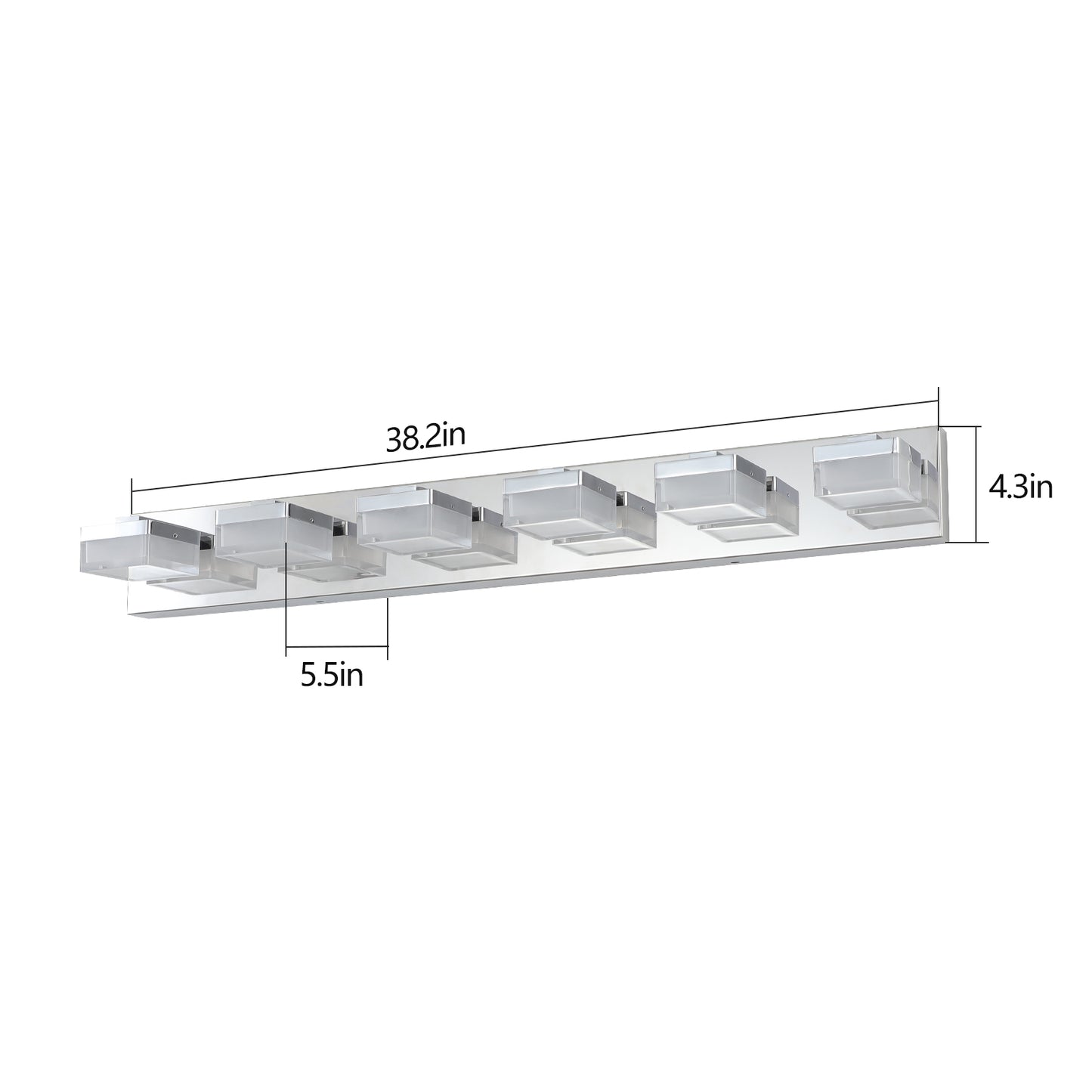 6-Light LED Vanity Light Bar for Bathrooms and Makeup Areas, Modern Sleek Fixture Chrome finish