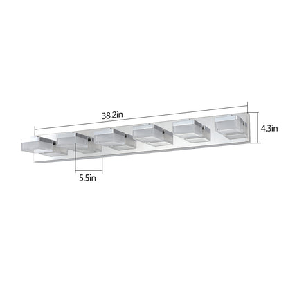 6-Light LED Vanity Light Bar for Bathrooms and Makeup Areas, Modern Sleek Fixture Chrome finish