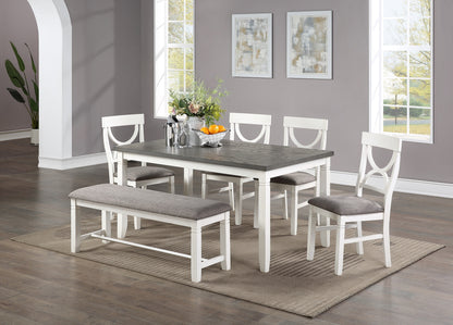 Six Piece Dining Set With 60 Inch Table And Chairs White