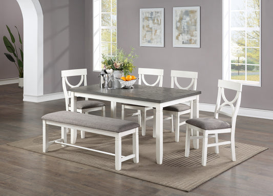 Six Piece Dining Set With 60 Inch Table And Chairs White