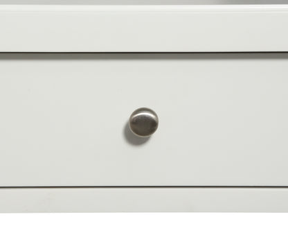 Solid Wood Bedroom Nightstand with Full-Extension Drawers and Open Shelf, 16x22x28 Brushed Nickel White