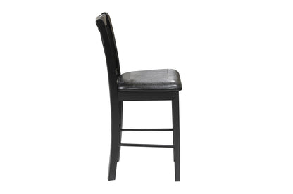 Black Finish 5pc Counter Height Set Dining Counter Height Table with Lower Shelves and 4x Chairs Set Faux Leather Upholstered Kitchen Dining Furniture