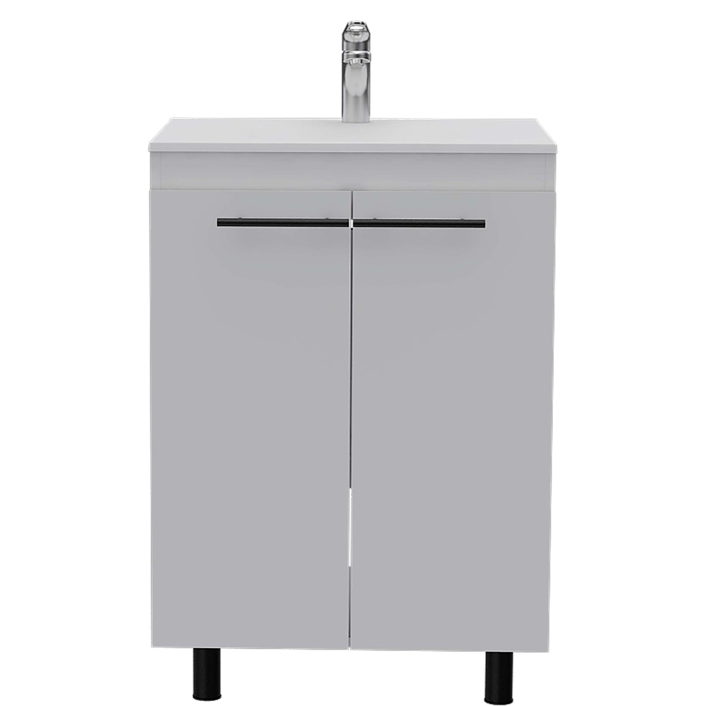 Elegant White 2-Piece Bathroom Vanity and Medicine Cabinet Set