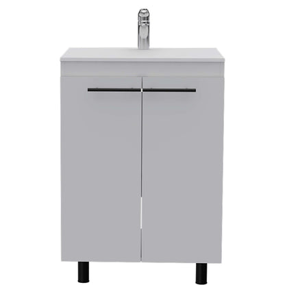 Elegant White 2-Piece Bathroom Vanity and Medicine Cabinet Set