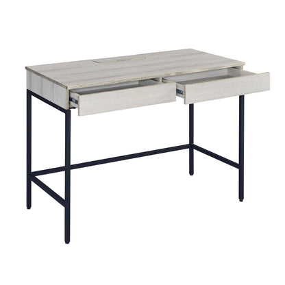 Rustic Modern Two-Drawer Writing Desk in Natural and Black Finish