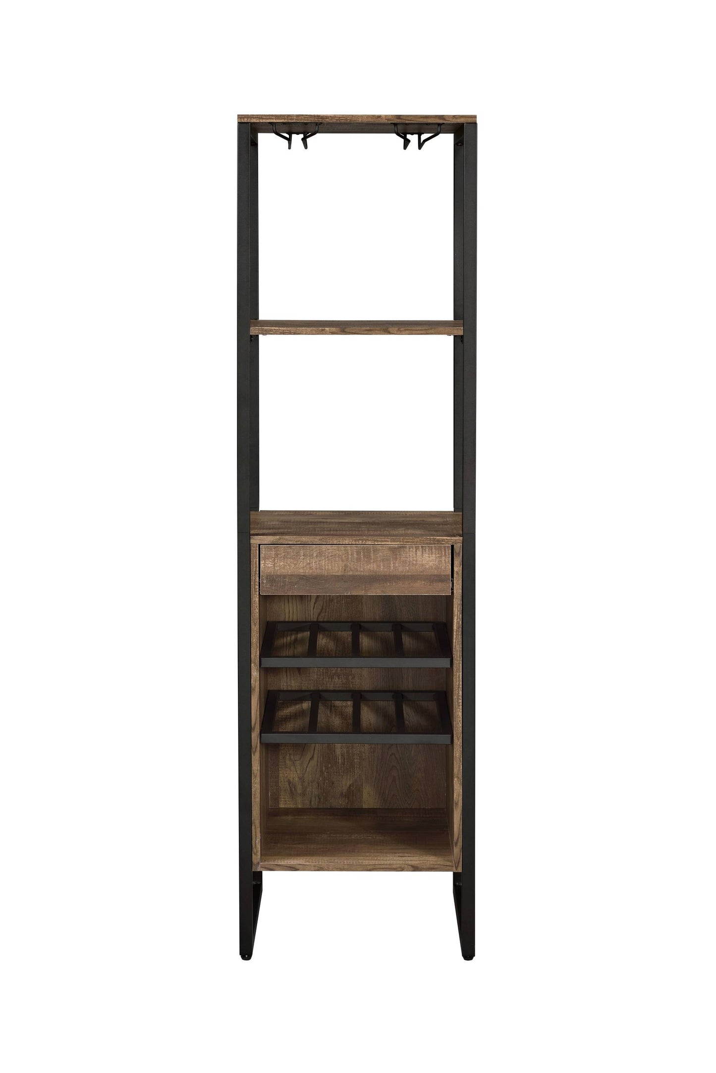 Contemporary Weathered Oak And Black Wine Storage Rack