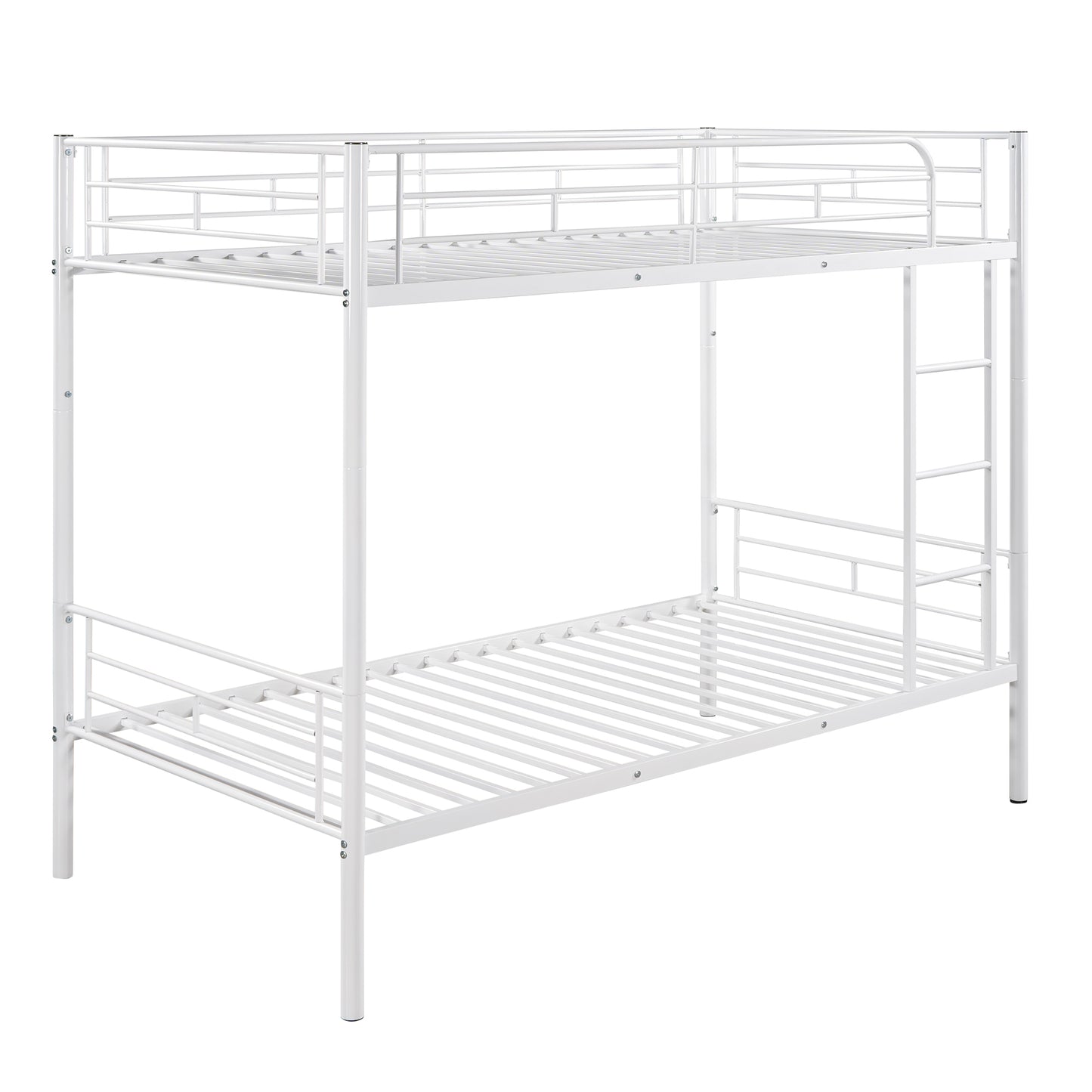 Stylish White Twin Over Twin Metal Bunk Bed for Space-Saving Solutions