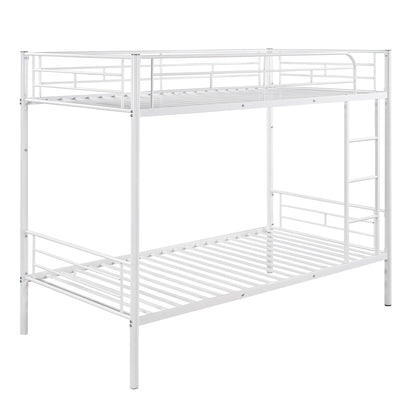 Stylish White Twin Over Twin Metal Bunk Bed for Space-Saving Solutions