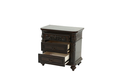 Traditional Antique Walnut 1pc Nightstand Bedroom Furniture Cherry Veneer 2-Drawers Hanging Pull Bedside Table