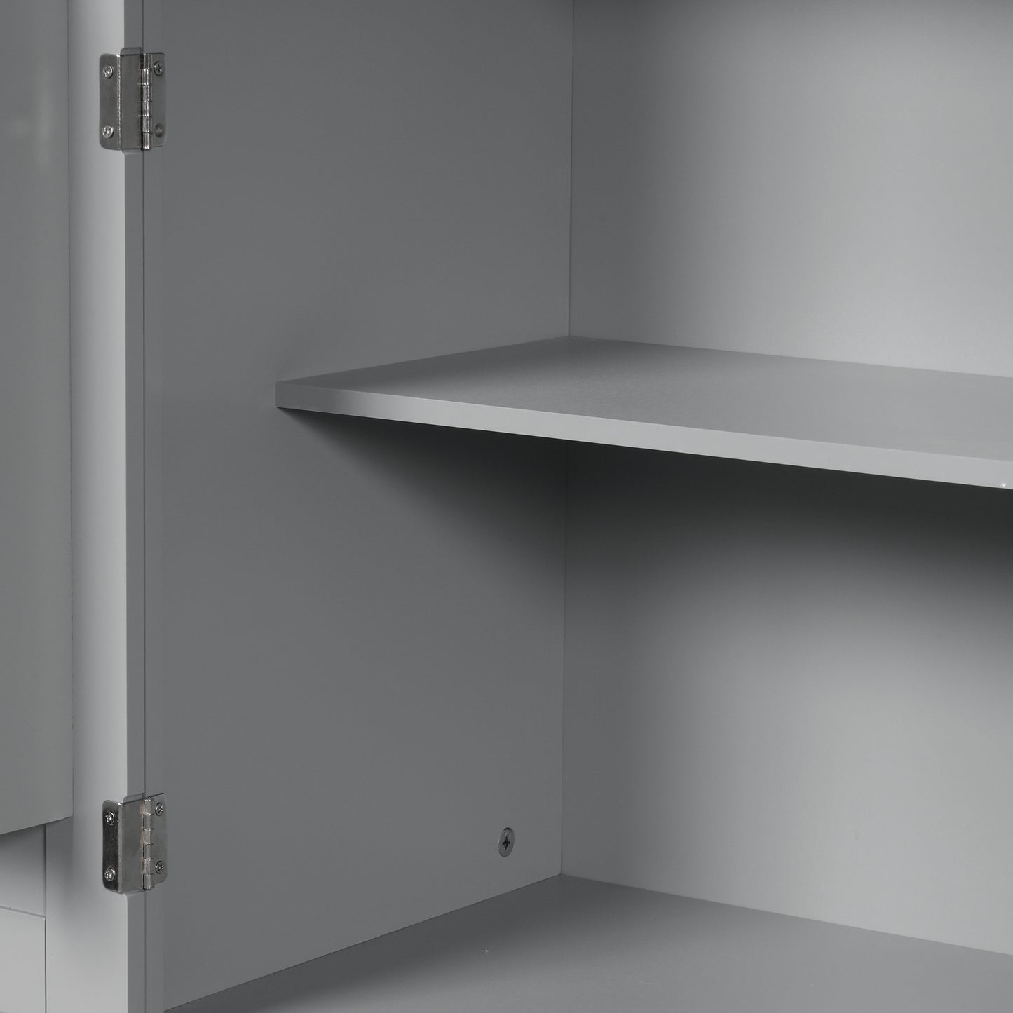 Tall Grey MDF Bathroom Storage Cabinet with Adjustable Shelf and Multiple Storage Solutions
