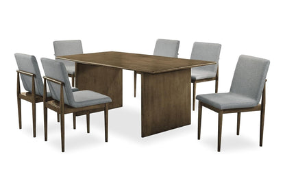 Set of 2 Mid-Century Dining Chairs, Solid Wood Frame, Upholstered Seats, 19W x 22.75D x 34.5H Light Gray