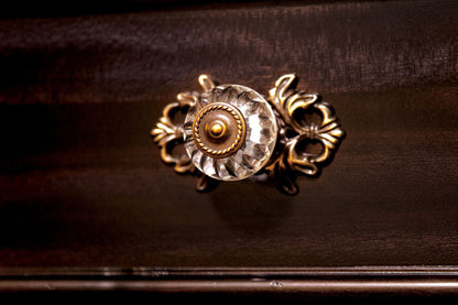 1pc Nightstand Only Traditional Dark Walnut Solid wood 3-Drawers Ball Bearing Metal Glides Antique Brass Handles w/ Acrylic Accent Bedroom Furniture