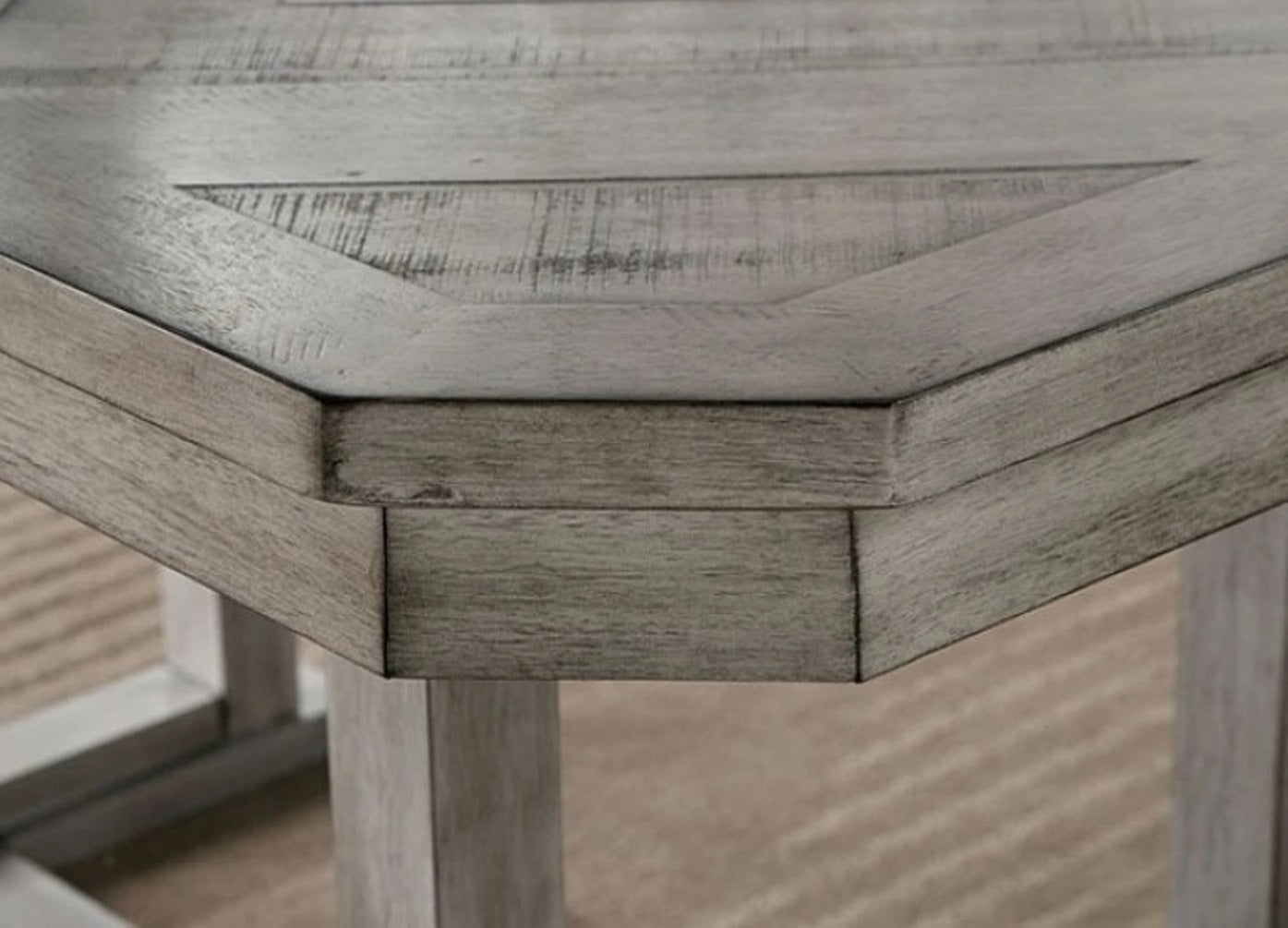 Dining Table Four Chairs And Bench Six Piece Set Grey Finish