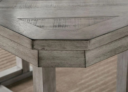 Dining Table Diamond Wood Grain Wire Brushed Finish Gray