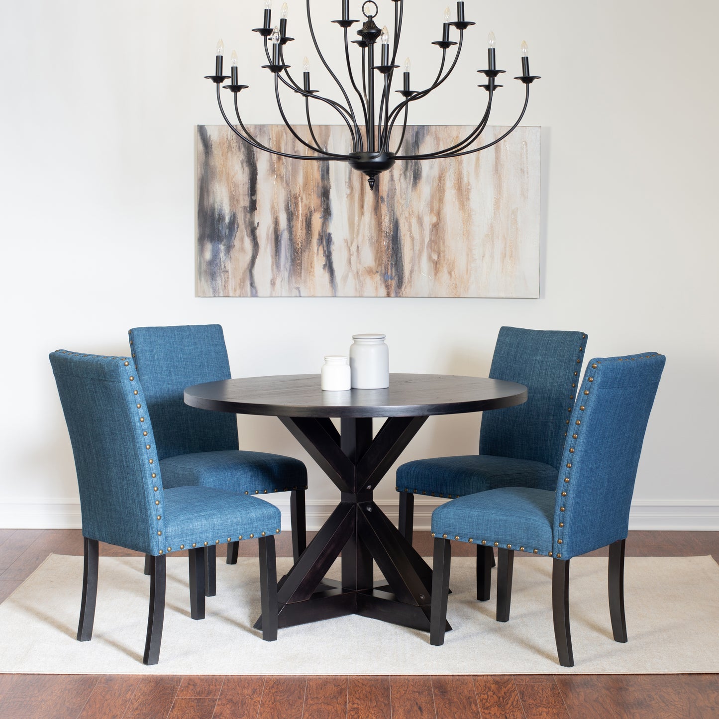 Five Piece Dining Set Cross Buck Table And Chairs Black