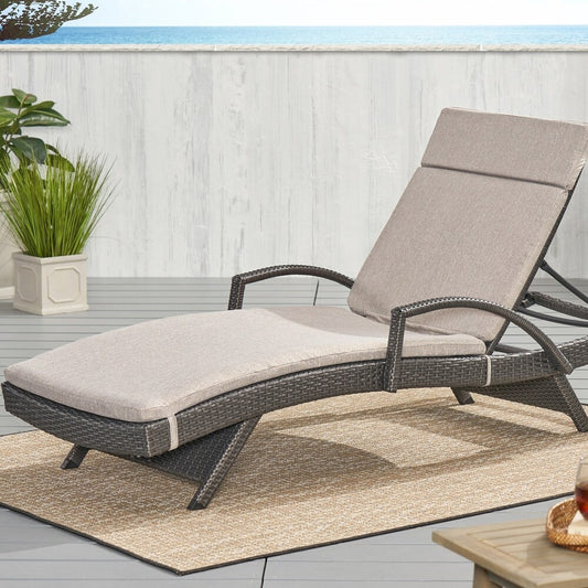 Two Piece Outdoor Chaise Lounge Cushion Set 79.25 Inch Length Fabric Foam Filler Garden Outdoor Charcoal