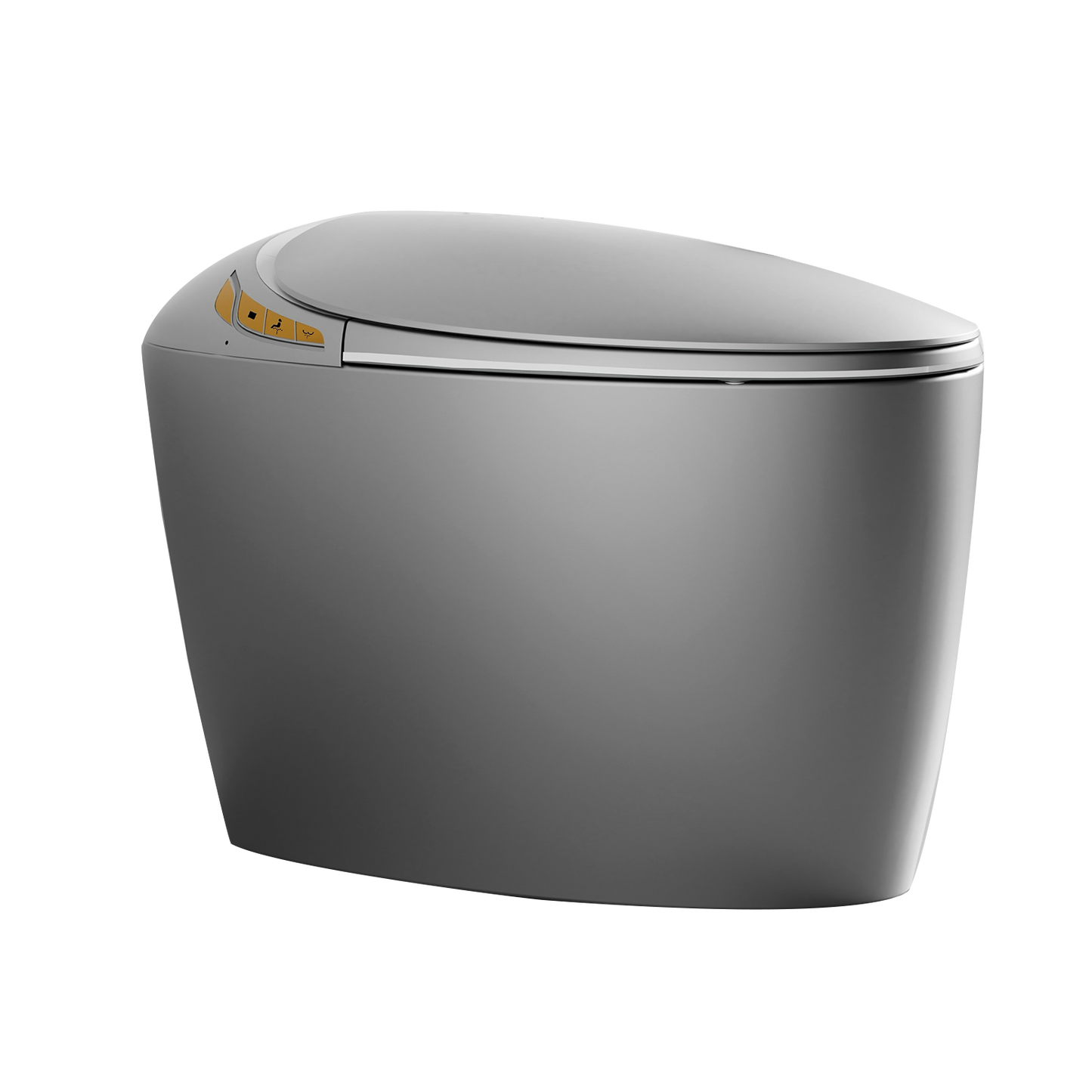 Modern Intelligent One-Piece Smart Toilet with Built-In Bidet, Auto Open/Close Seat, Foot Sensor, LED Night Light, Warm Water & Dryer, Grey Finish