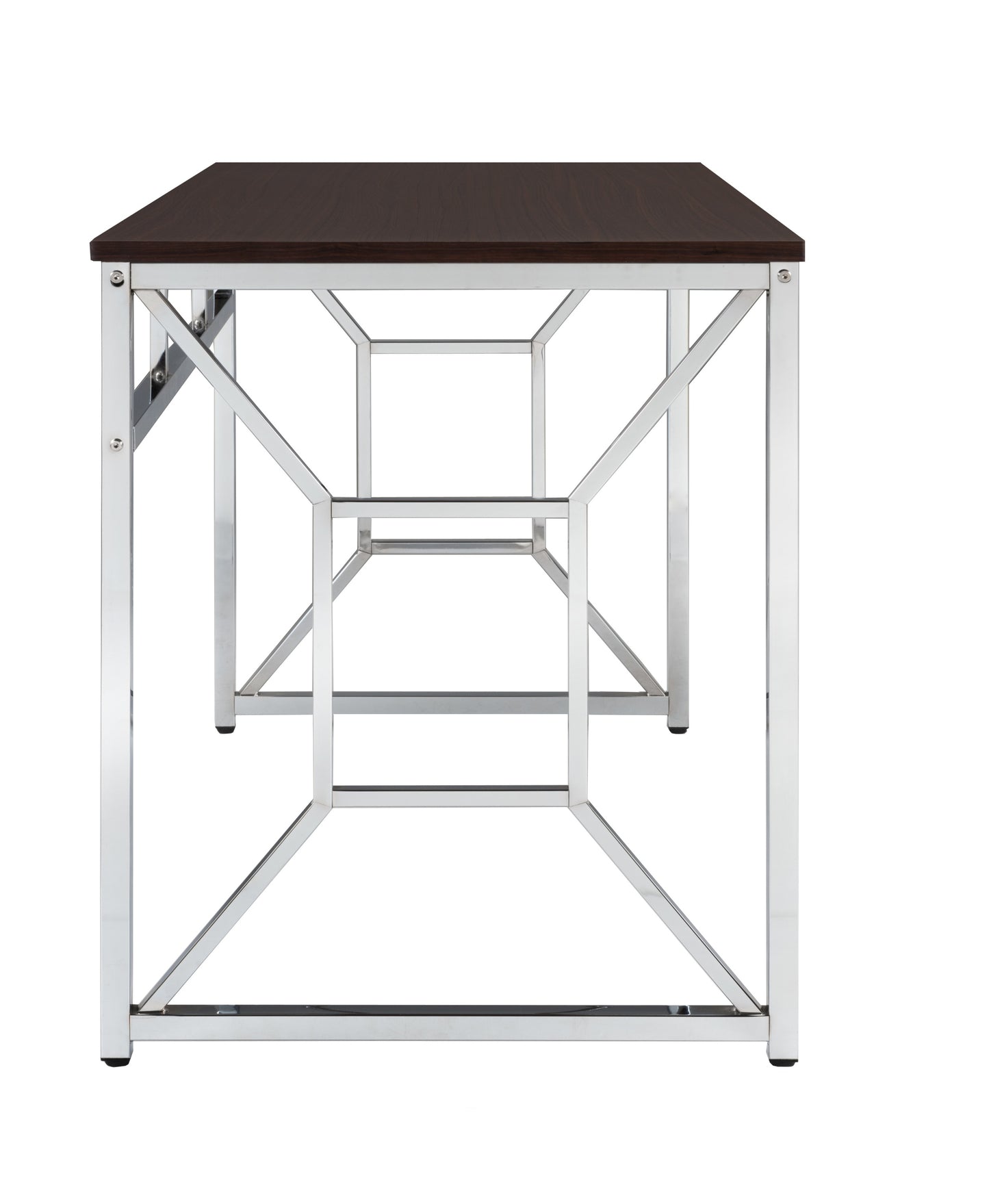 Contemporary Brown MDF/Chrome Office Desk with H-Shape Base