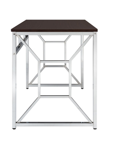 Contemporary Brown MDF/Chrome Office Desk with H-Shape Base