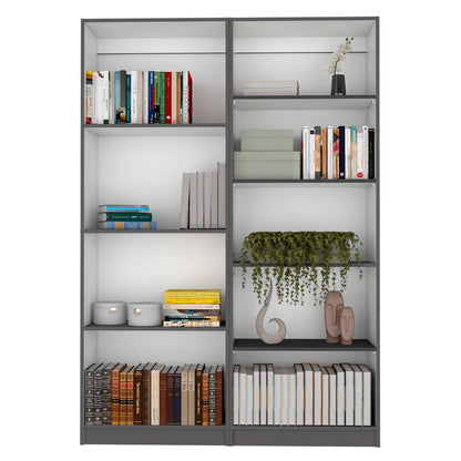 Modern 2-Piece Bookcase Set with 9 Shelves and Storage Cabinet in Matt Gray/White, 49" Wide