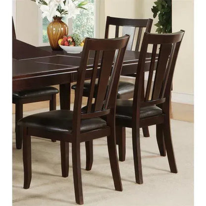 Set of 2 Contemporary Dining Chairs with Slat Back, Faux Leather Cushions, Easy Assembly Brown