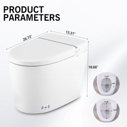 Advanced Smart Toilet Bidet System with Foot Sensor Opening, Remote Control, and Self-Cleaning Heated Seat