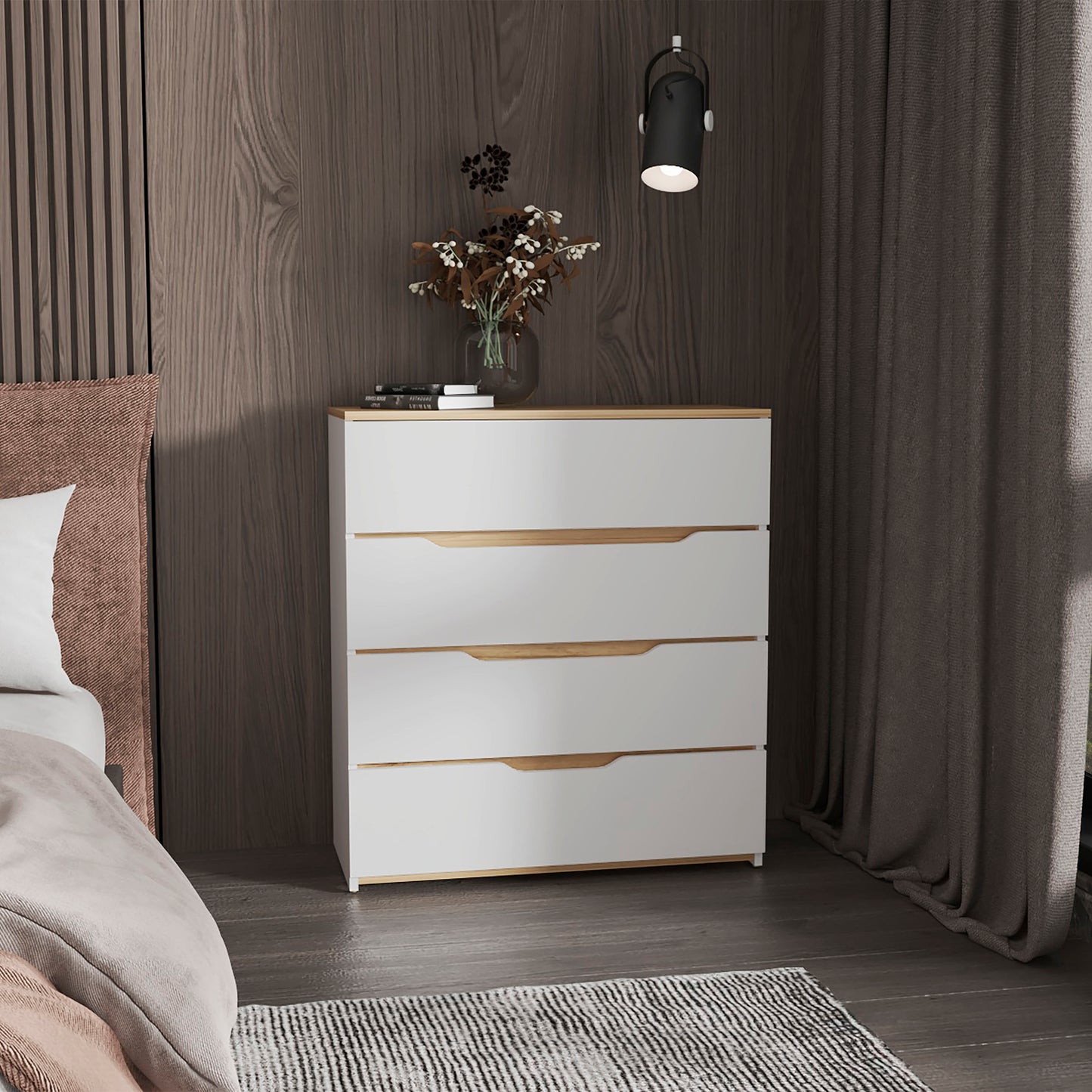 Modern California 4-Drawer Dresser with Stylish Top Surface