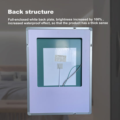 32"x24" High-Lumen Dimmable LED Vanity Mirror with Anti-Fog and Adjustable Color Temperature, Waterproof Design, Vertical & Horizontal Mounting