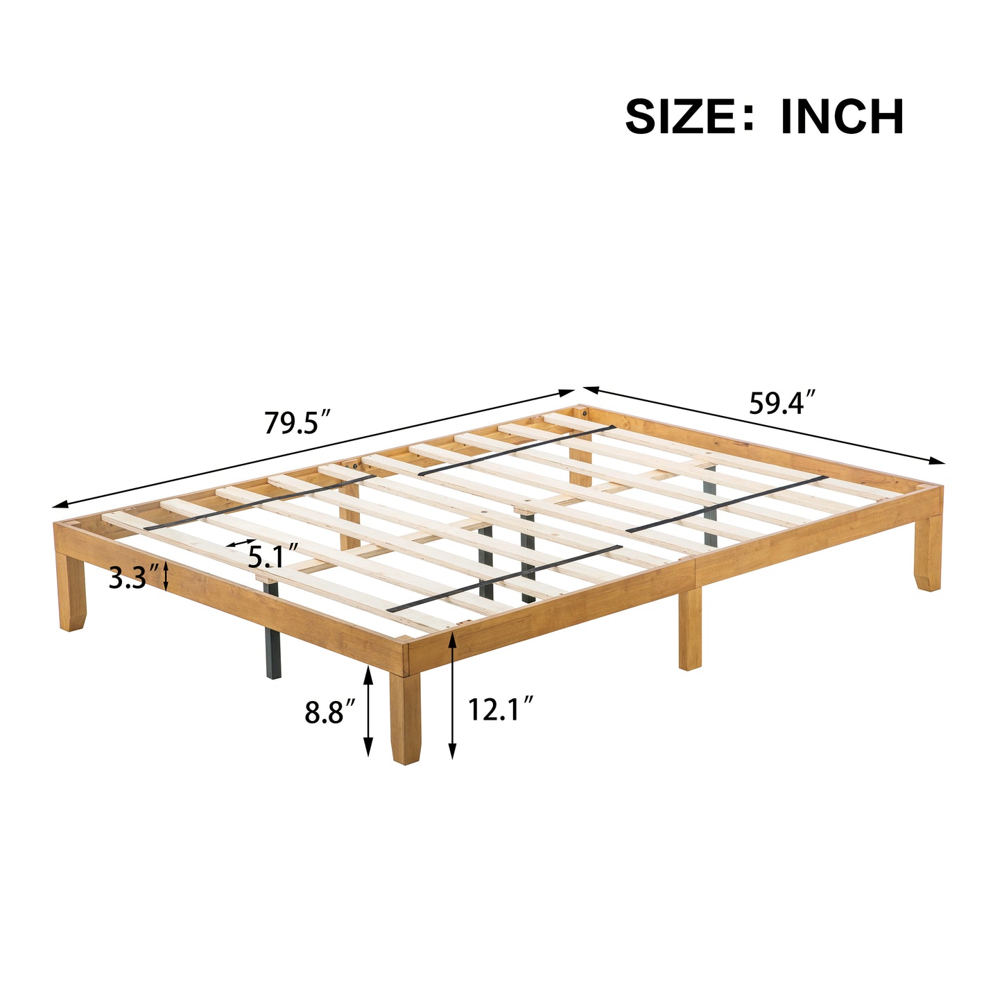 Elegant Queen Size Wooden Platform Bed Frame with Strong Slat Support - No Box Spring Required, Easy Assembly
