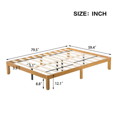 Elegant Queen Size Wooden Platform Bed Frame with Strong Slat Support - No Box Spring Required, Easy Assembly