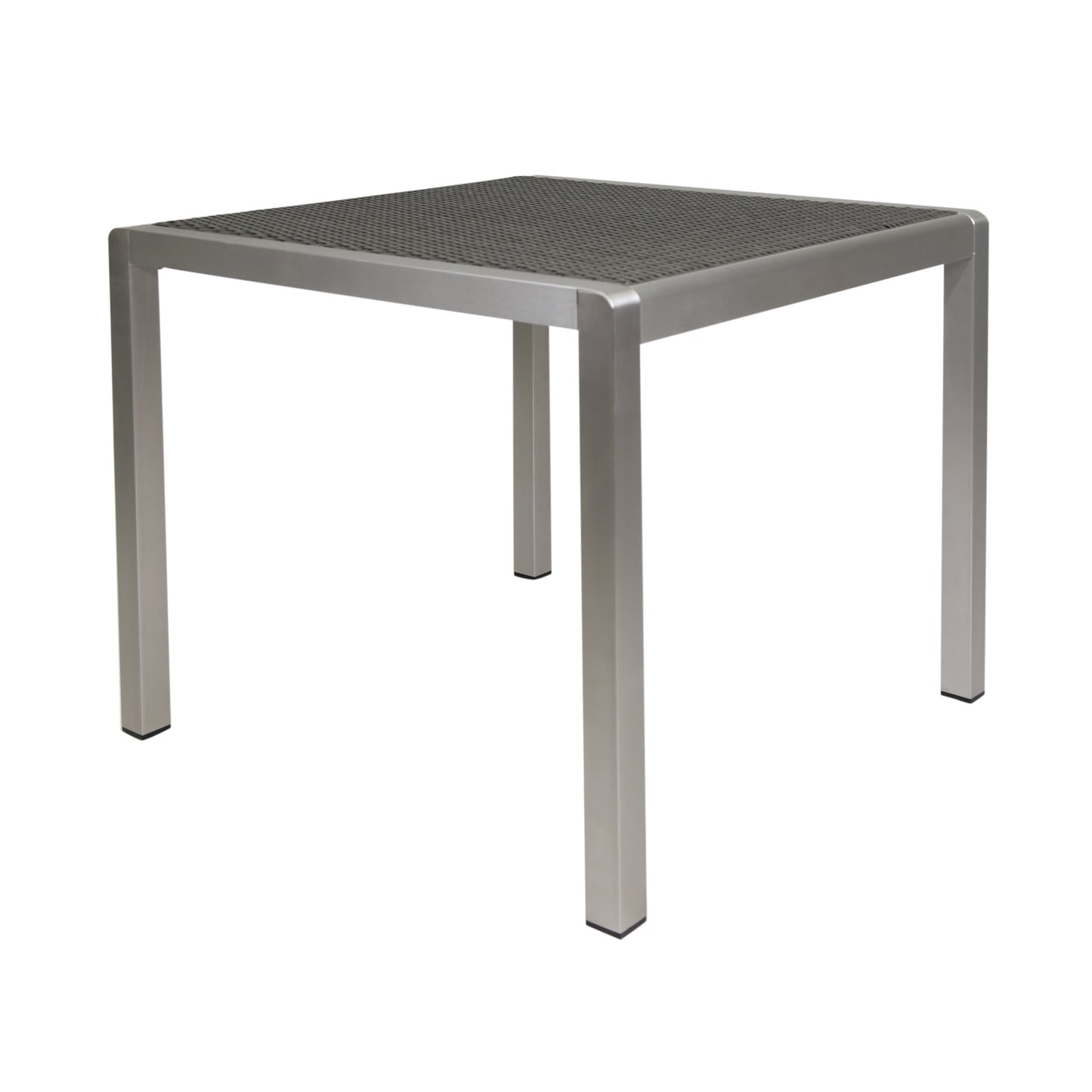 Outdoor Square Dining Table With Aluminum Frame 35 Inch Square Patio Table For Garden Or Backyard Grey And Silver