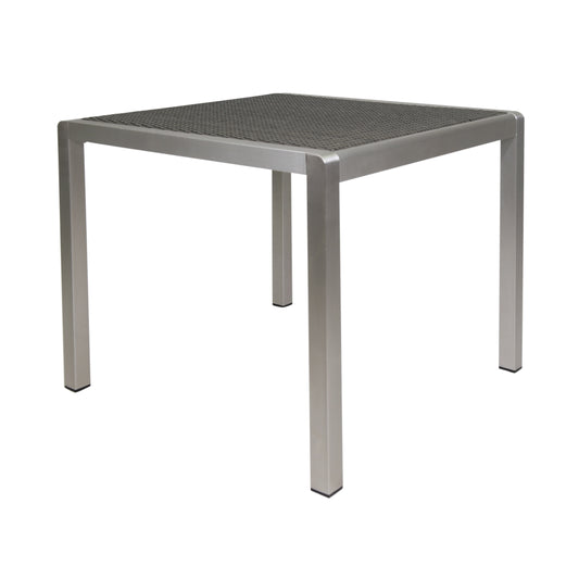 Outdoor Square Dining Table With Aluminum Frame 35 Inch Square Patio Table For Garden Or Backyard Grey And Silver