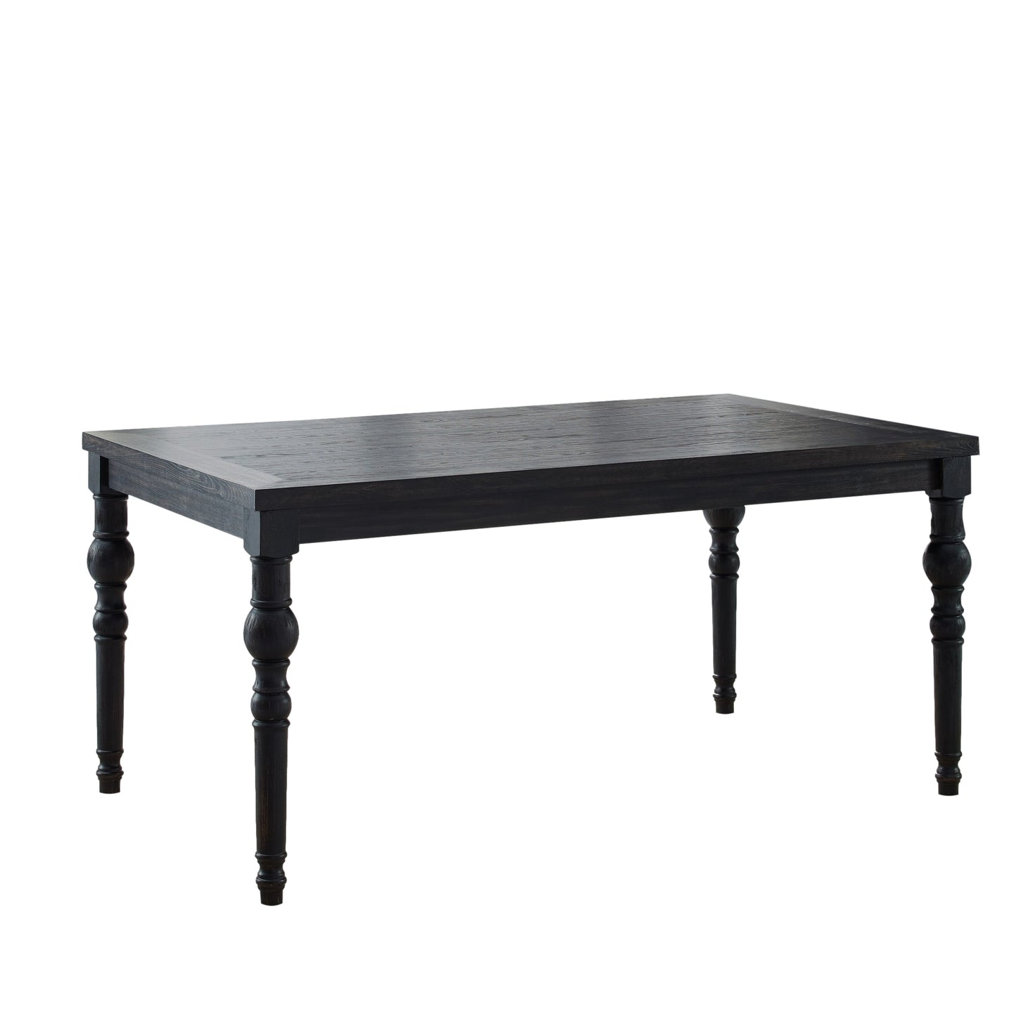 Urban Style Dining Table With Wood Grain Finish Black