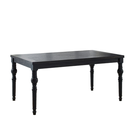 Urban Style Dining Table With Wood Grain Finish Black