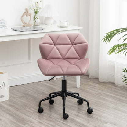 Mauve Velvet Adjustable Swivel Office Chair with Diamond Tufting