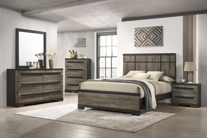 Modern 4-Drawer Chest in Brown Gray - Stylish Wooden Storage Solution for Bedrooms