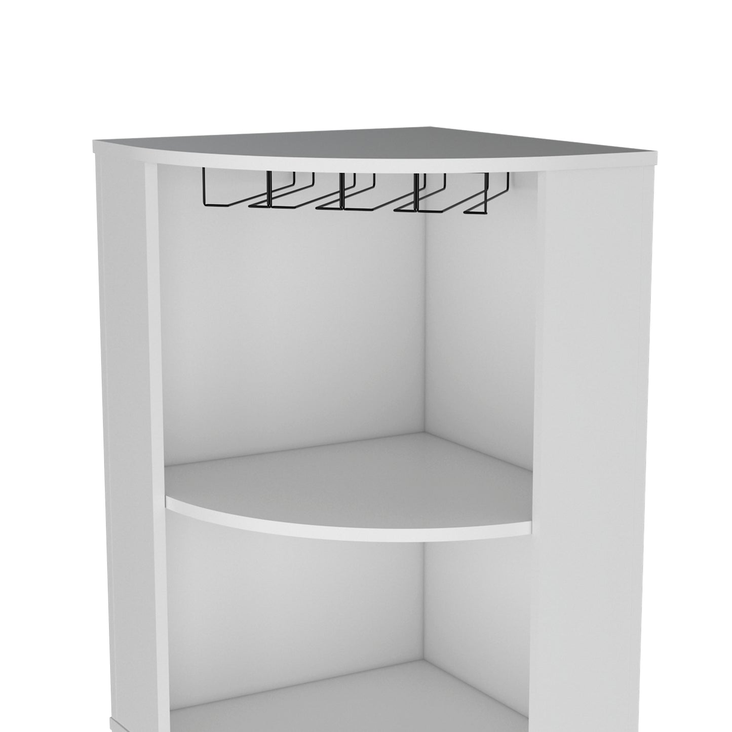 71 Inch White Corner Bar Cabinet With Stemware Storage