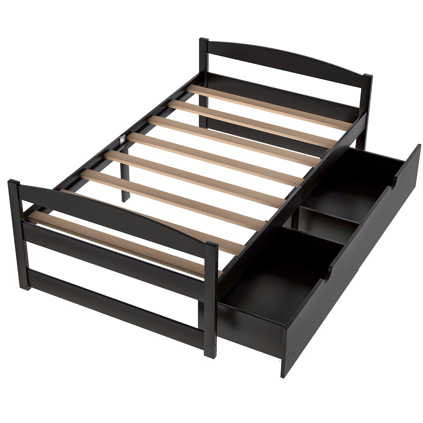 Espresso Twin Platform Bed with Dual Storage Drawers