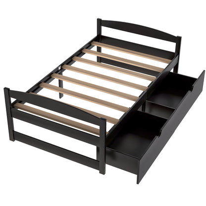 Espresso Twin Platform Bed with Dual Storage Drawers