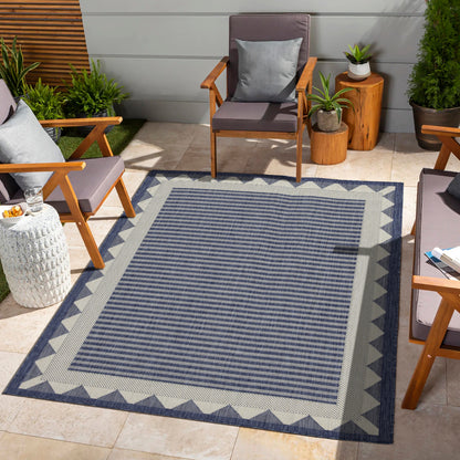 Indoor/Outdoor Area Rug - Flatweave, 87 x 31 in, Polypropylene, Durable, Stain-Resistant, Easy-Clean, Blue
