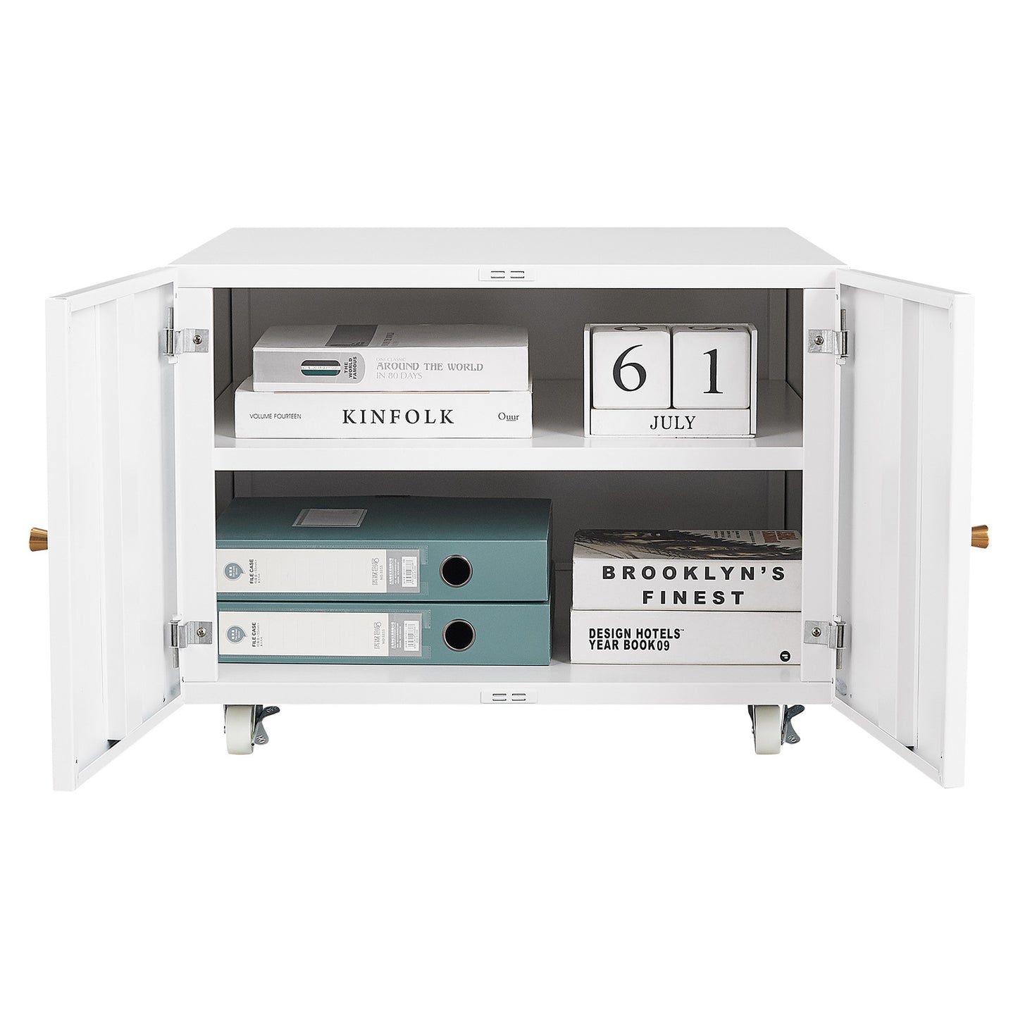 Versatile Mobile Copier Cabinet - White Steel 2-Door Printer and File Stand