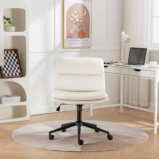 Modern Ergonomic 360° Swivel Criss-Cross Chair with Plush Seat in White