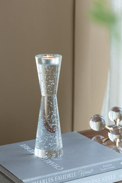 Bubble Glass Candle Holder, 3.1 x 3.1 x 10.4 in, 3.3 lb, Living Room or Dining Table Centerpiece, Clear