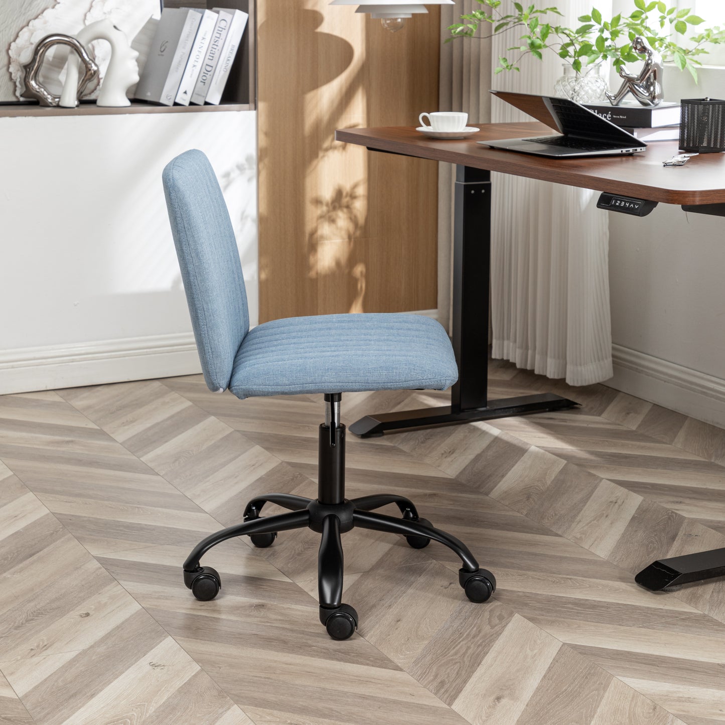 Contemporary Blue Masar Fabric Swivel Office Chair