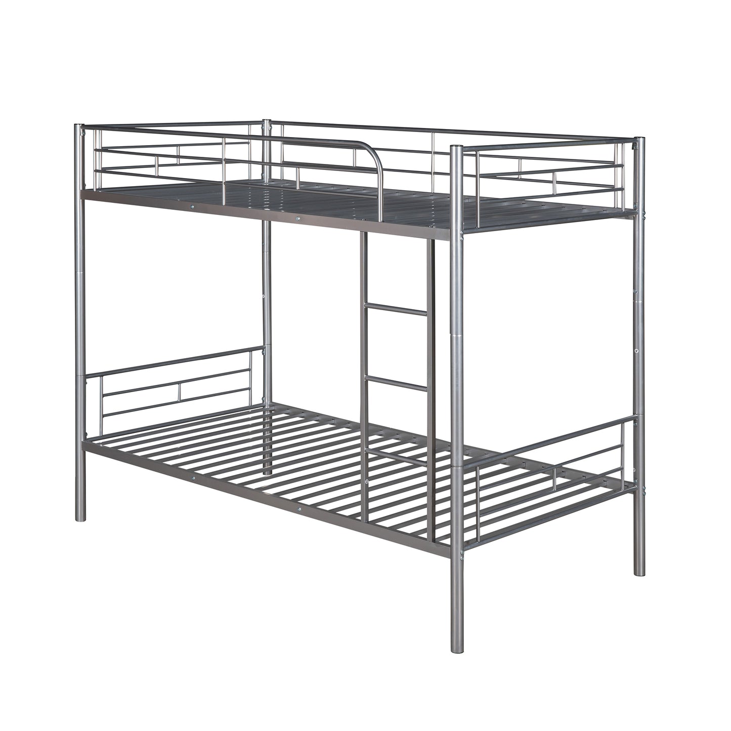 Contemporary Silver Twin Over Twin Metal Bunk Bed