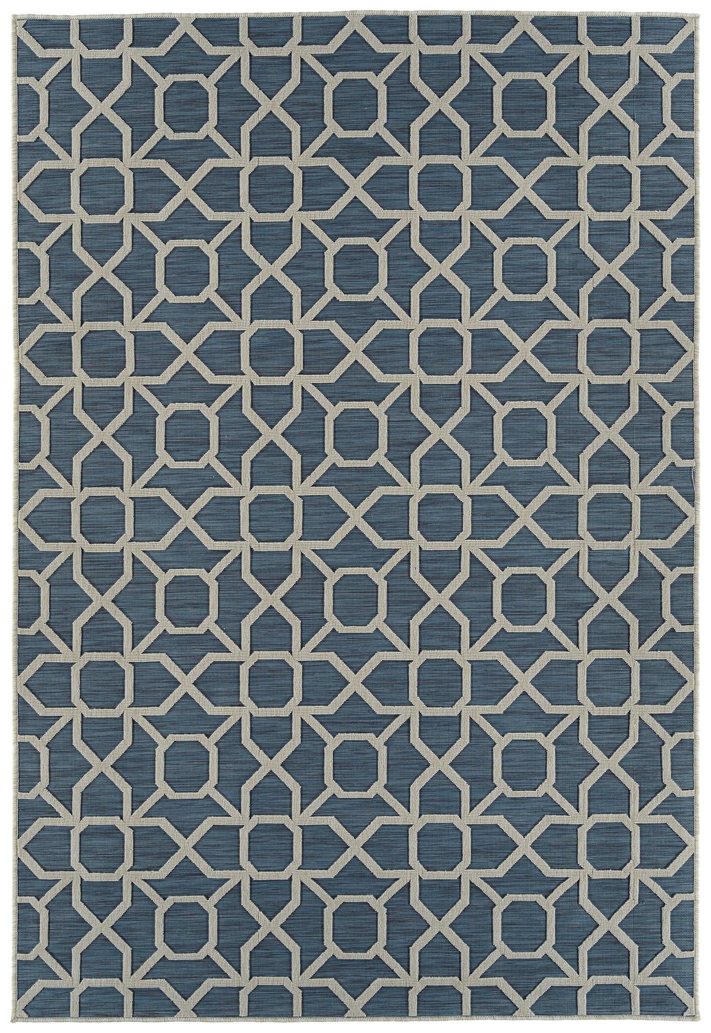 Rectangular Area Rug, 5'3" x 7'6", Polypropylene, Contemporary Geometric, Textured, 90 x 63 inches, Blue