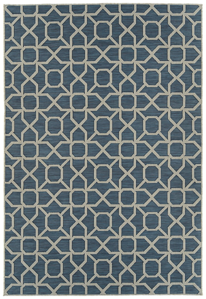 Rectangle Area Rug, 7'10" x 10', Power-Loomed Contemporary Textured High-Low Polypropylene, Blue