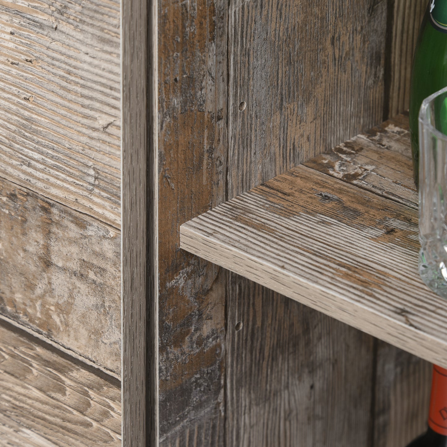 Rustic Farmhouse Kitchen Pantry Cabinet with Sliding Barn Door, Adjustable Shelving and Vintage Finish