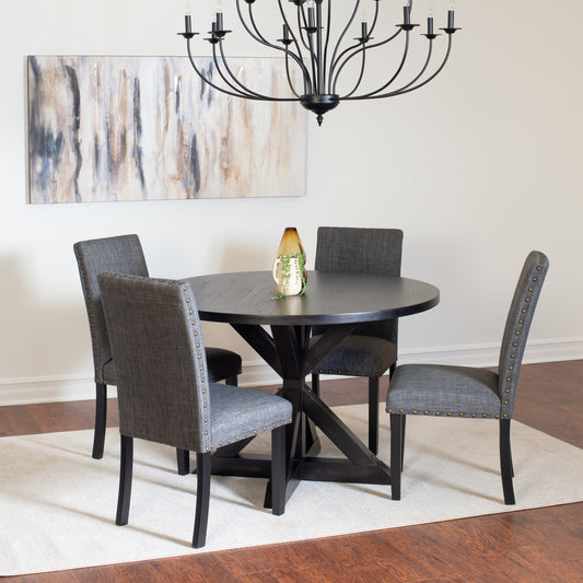 5 Piece Dining Set With Cross Buck Table And 4 Chairs Black