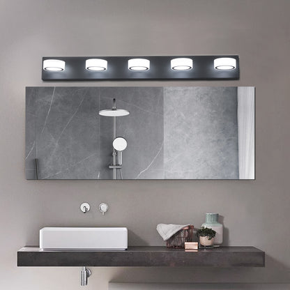 LED 5-Light Vanity Light Fixture for Over-Mirror Bath Wall, 37in Long, Modern Iron & Acrylic Black